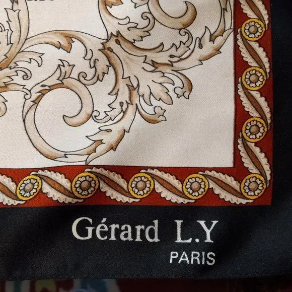 Foulard En Soie LE GARAGE Paris - Vintage 84x85 Cm - Bleu - Occasion En Bon état
